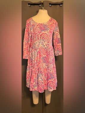 LILLY PULITZER Geanna Dress RAZ BERRY "SEA YOU SOON" Size M [🩷-4]